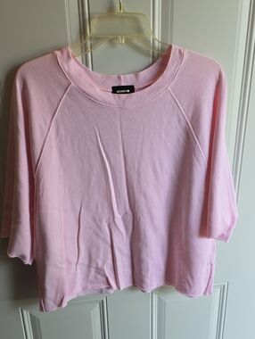 Monrow Light Pink Raglan Short Sleeve Sweatshirt